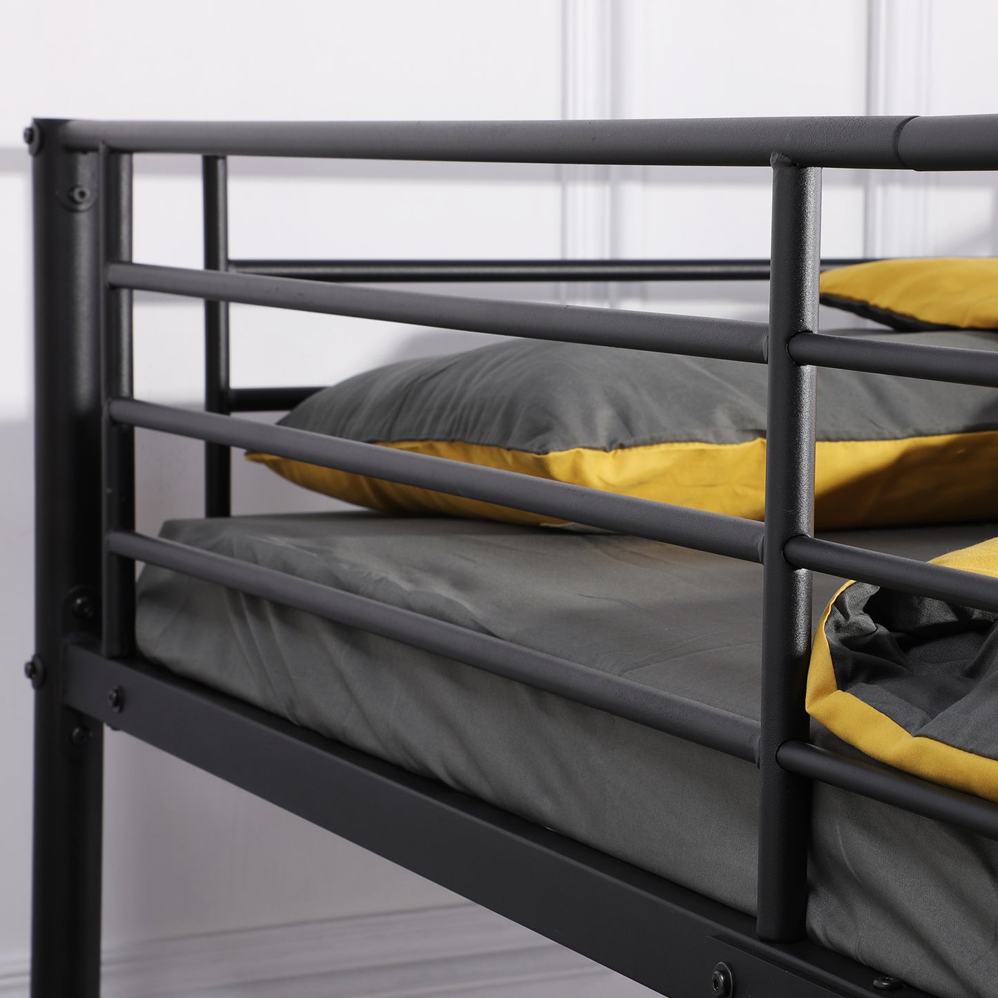 Lits Superposés de Style Industriel avec Échelle - Noir, Lit Double Superposé pour Adultes, Design Moderne