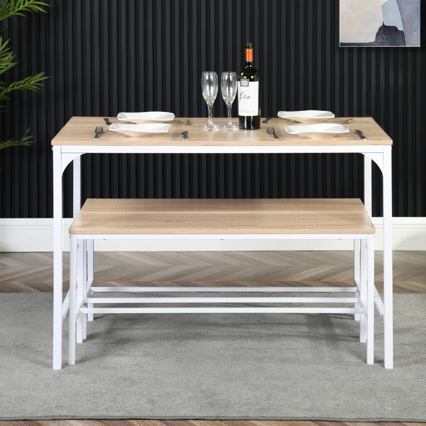 Ensemble de salle à manger avec table et deux bancs