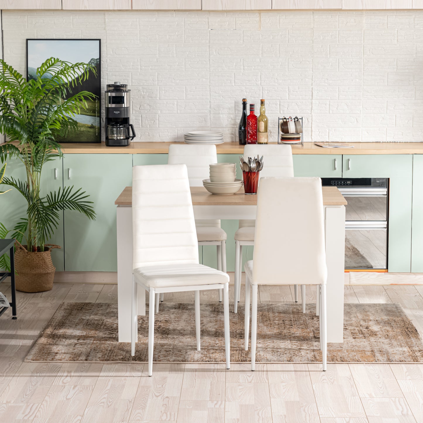 Table de Cuisine Couleur Chêne et Blanc, Table de Cuisine Style Moderne, Sideboard de Cuisine--110 x 70 x 75 cm