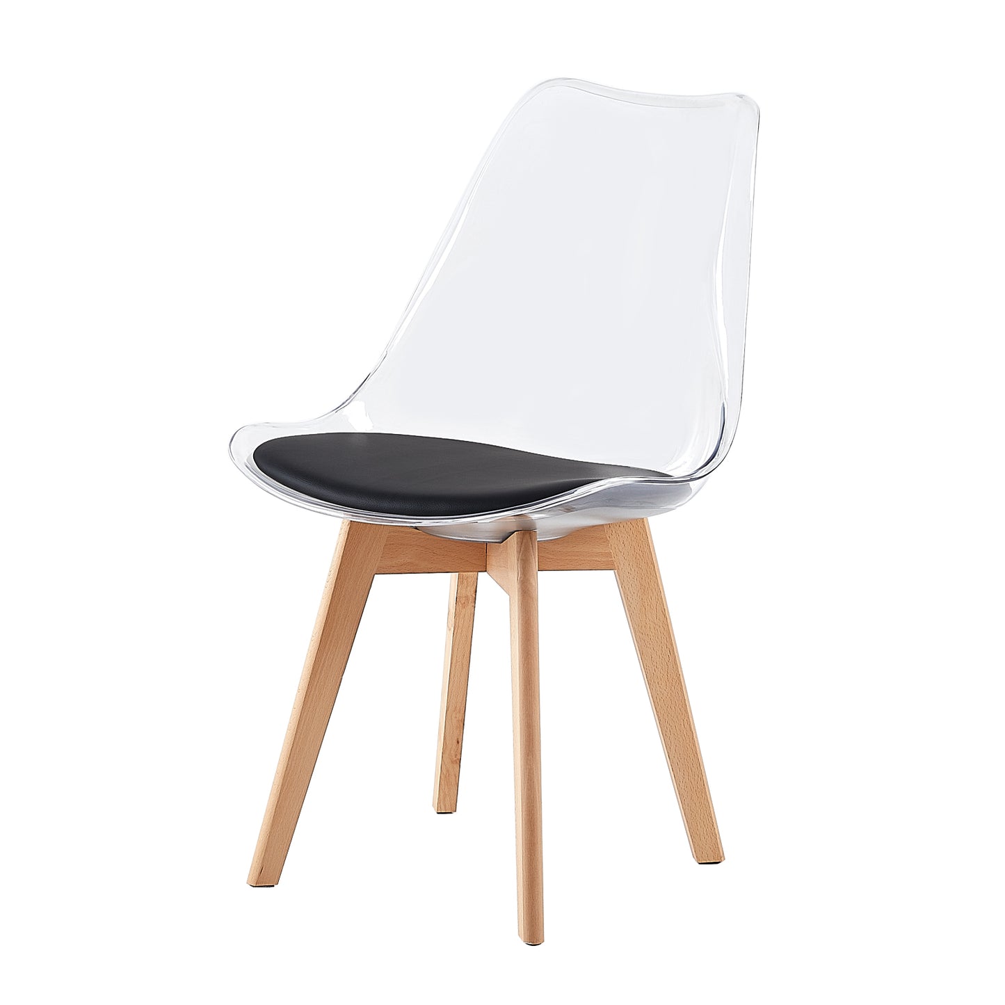 Lot de 2 chaises Scandinaves Transparentes pour Salle à Manger avec Coussin Noir
