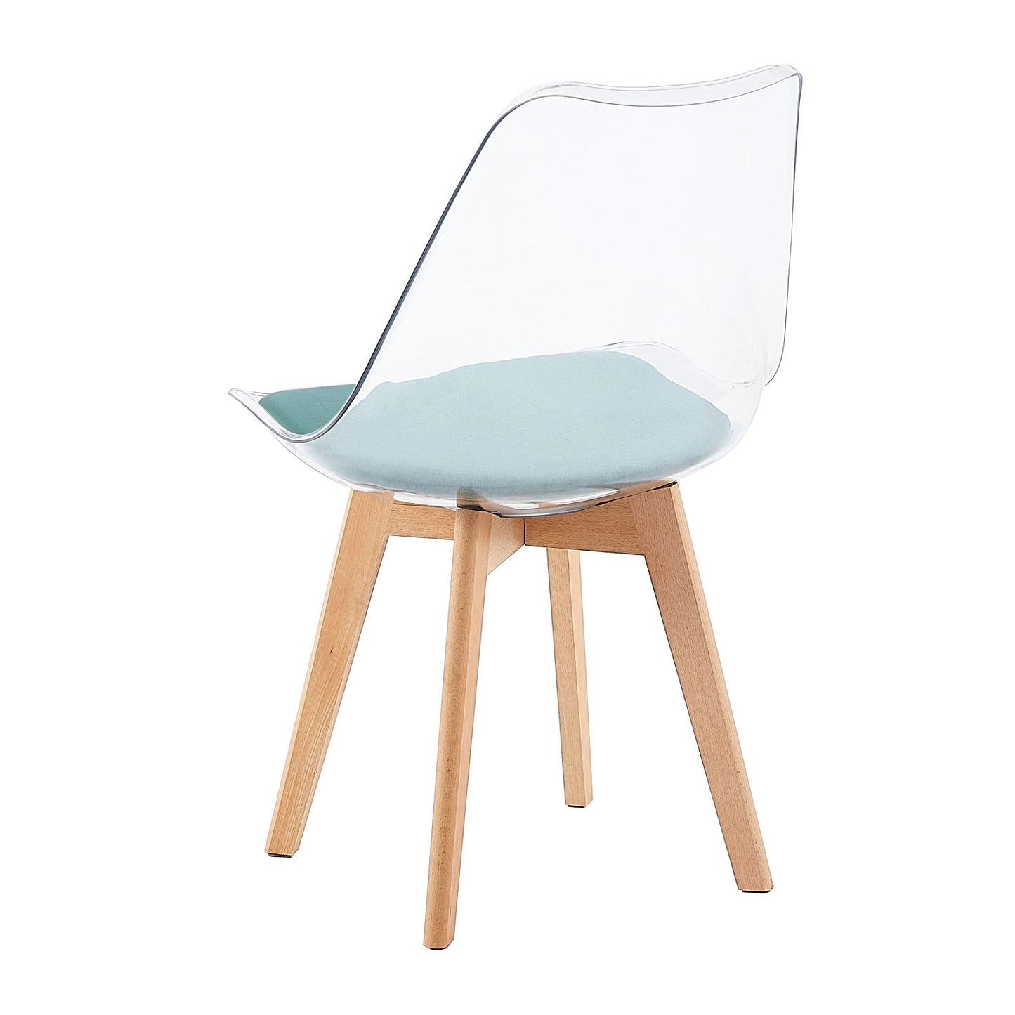 Lot de 4 Chaises Salle à Manger Scandinaves avec Pieds en Bois de Hêtre, avec Coussin d'Assise en Velours Vert Aquatique