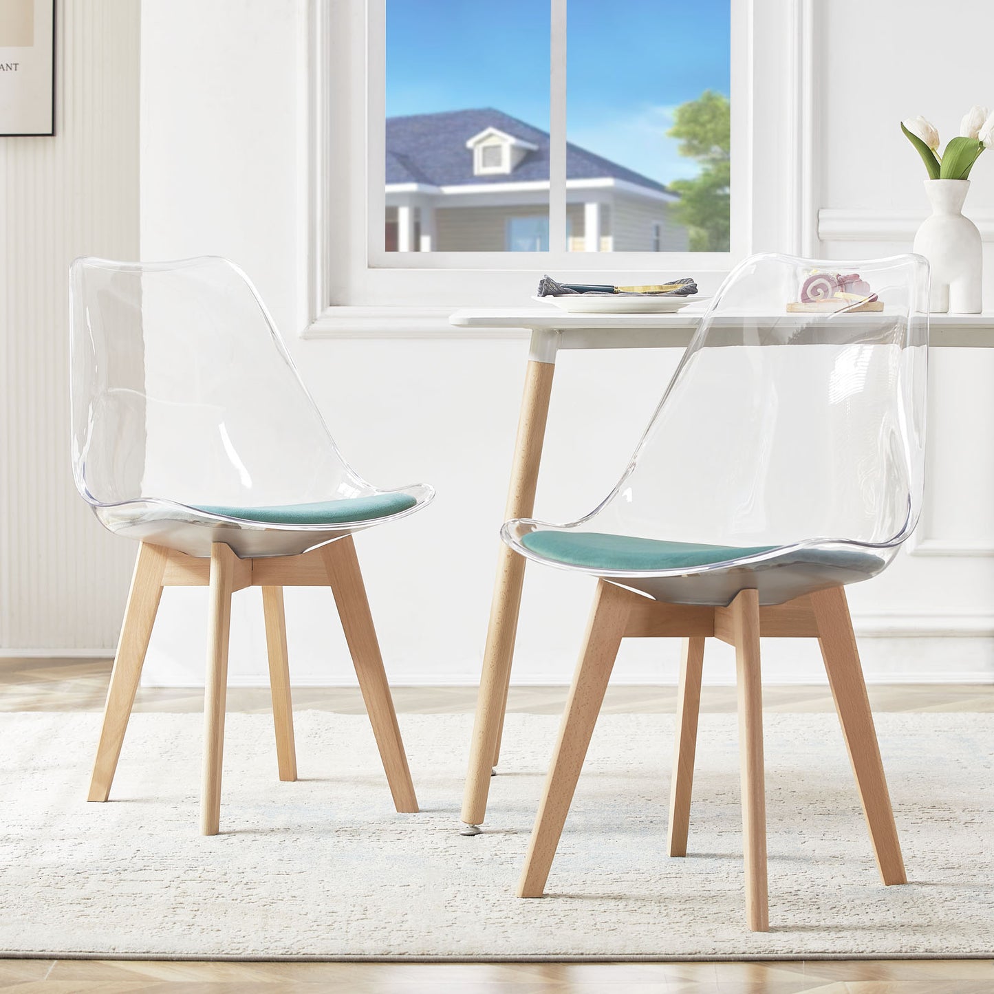 Lot de 2 chaises Scandinaves Transparentes pour Salle à Manger