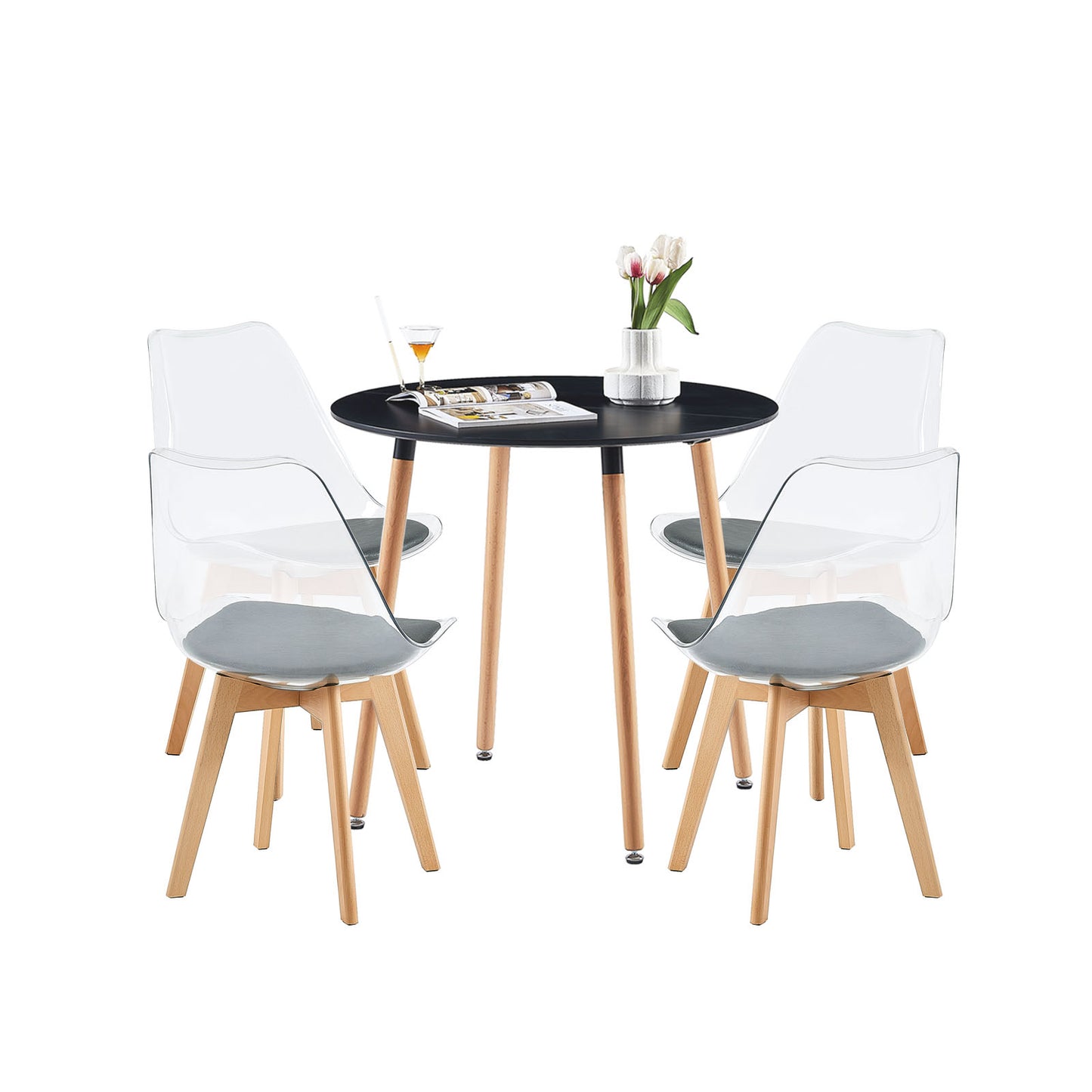Lot de 4 chaises Scandinaves Transparentes pour Salle à Manger