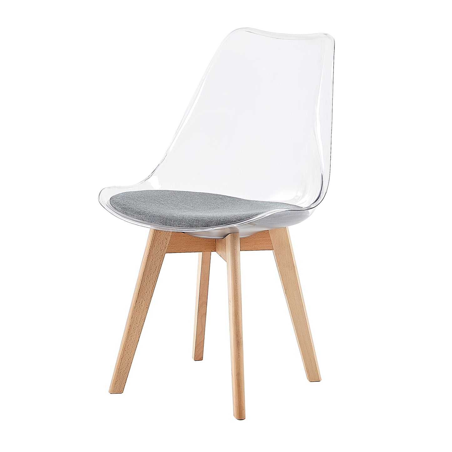 Lot de 2 chaises Scandinaves Transparentes pour Salle à Manger avec Coussin Gris