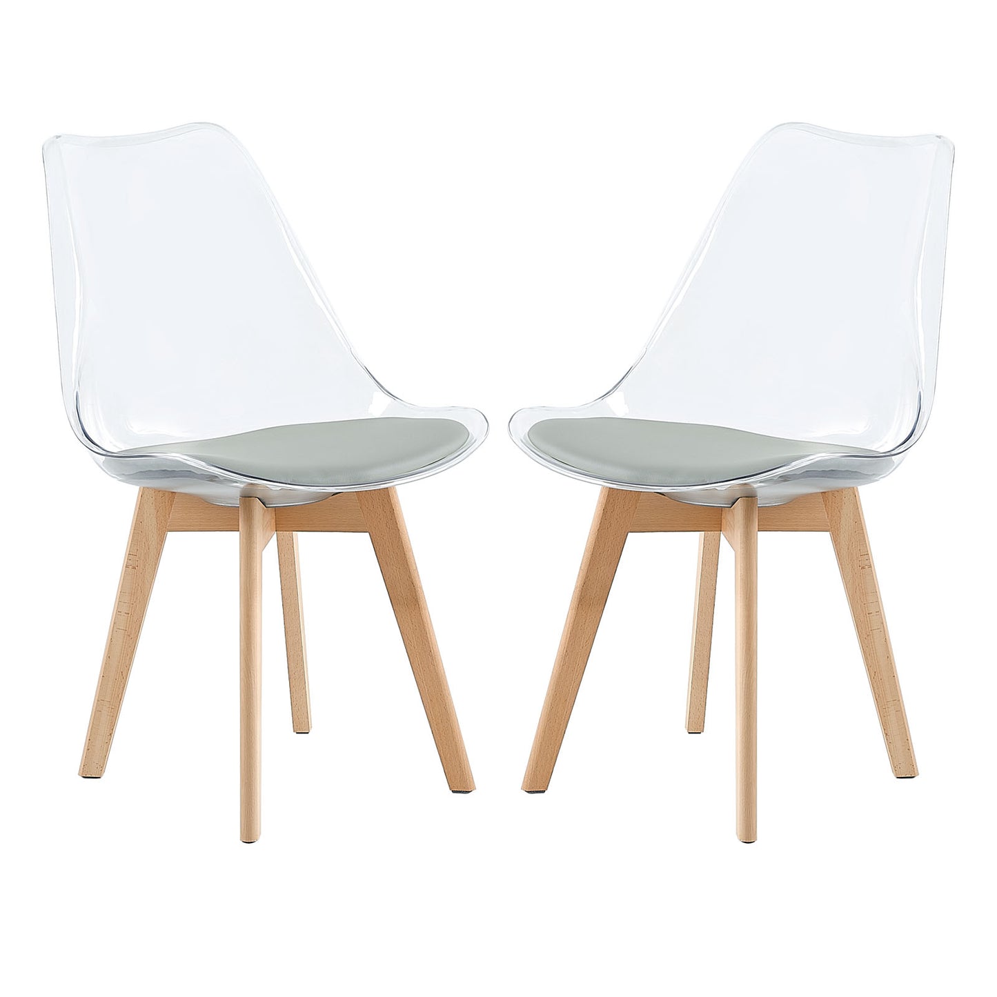 Lot de 2 chaises Scandinaves Transparentes pour Salle à Manger