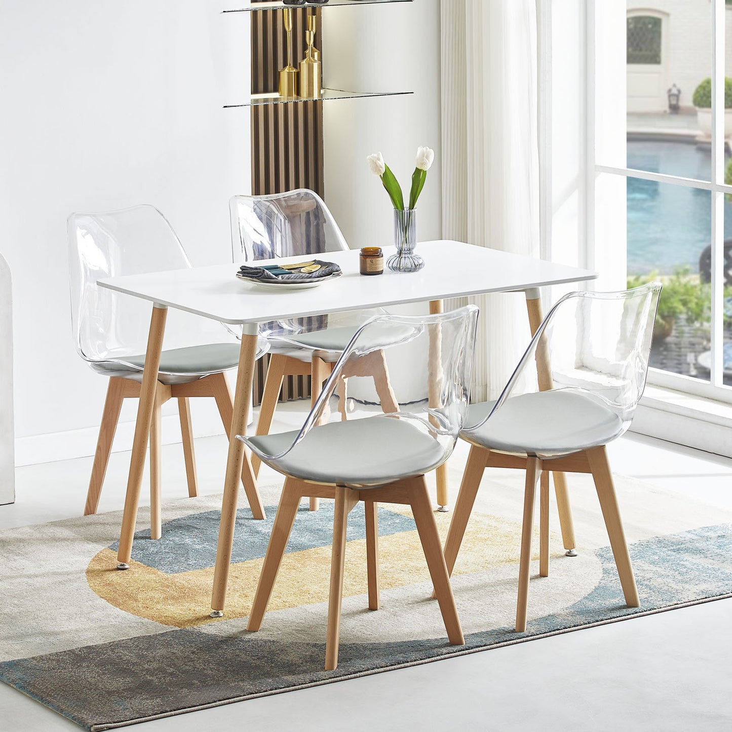 Lot de 4 chaises Scandinaves Transparentes pour Salle à Manger