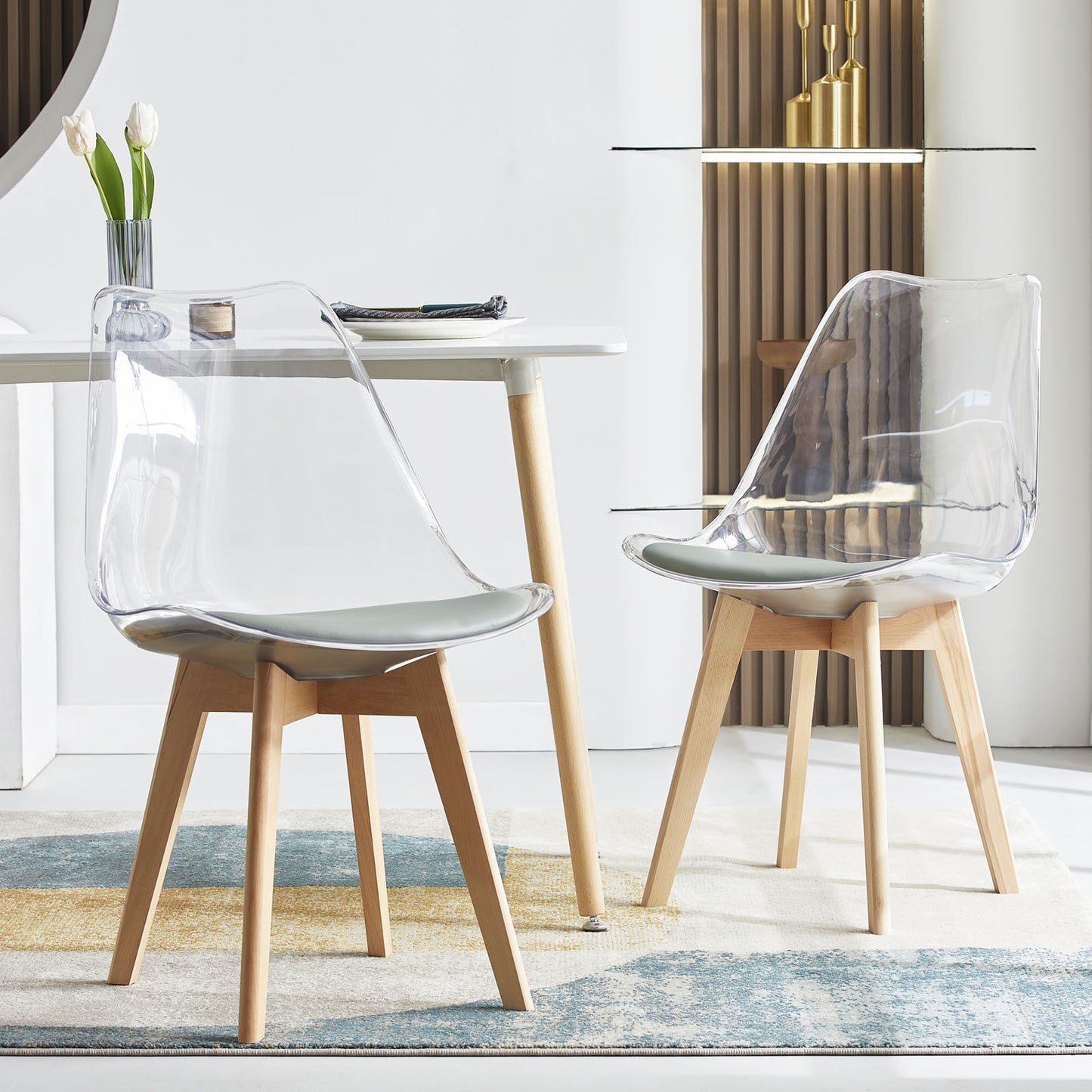 Lot de 2 chaises Scandinaves Transparentes pour Salle à Manger