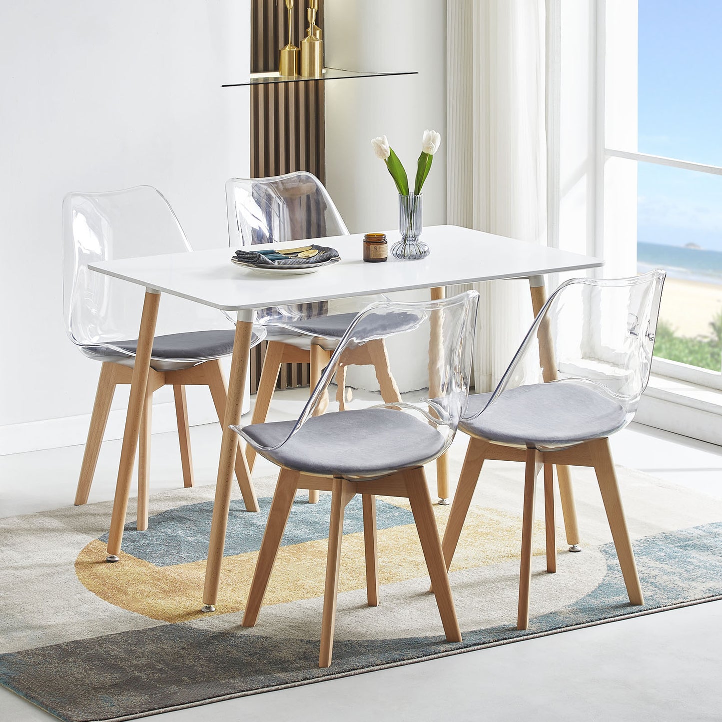 Lot de 4 chaises Scandinaves Transparentes pour Salle à Manger