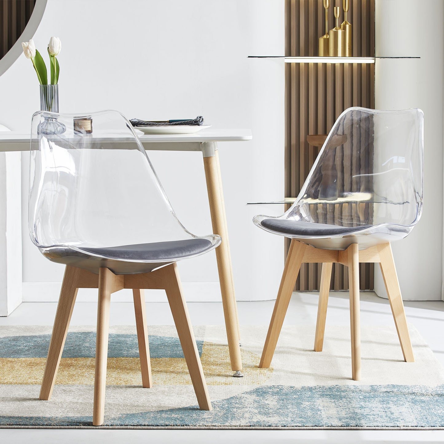 Lot de 2 chaises Scandinaves Transparentes pour Salle à Manger