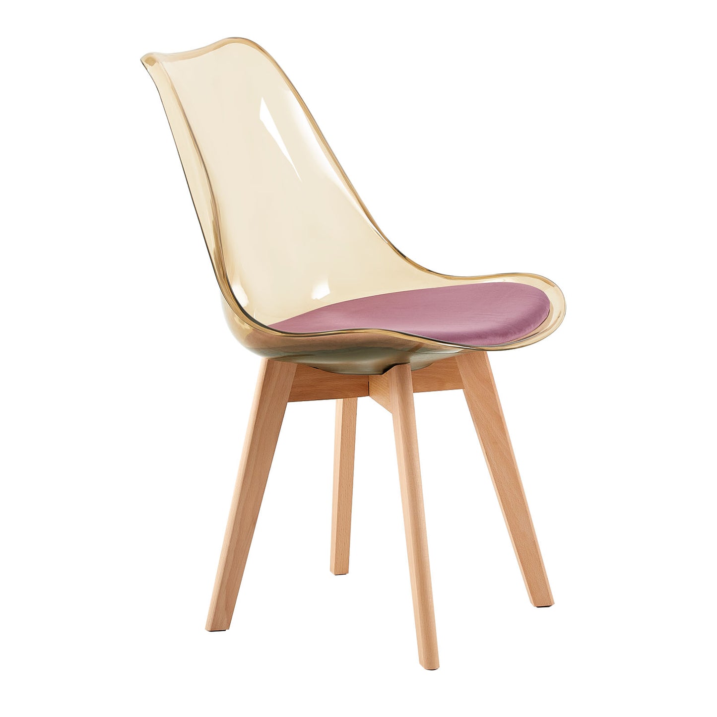 Lot de 2 chaises Scandinaves Transparentes pour Salle à Manger avec Coussin Rose