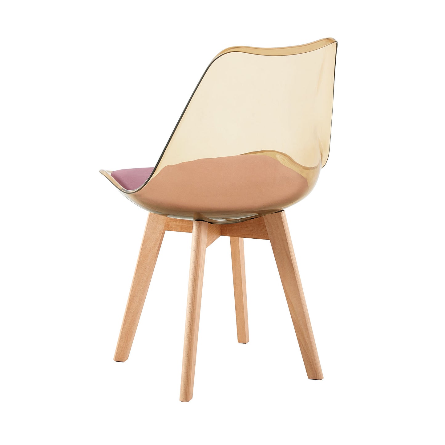 Lot de 4 Chaises Transparente Scandinave pour Salle à Manger, avec Coussin Rose