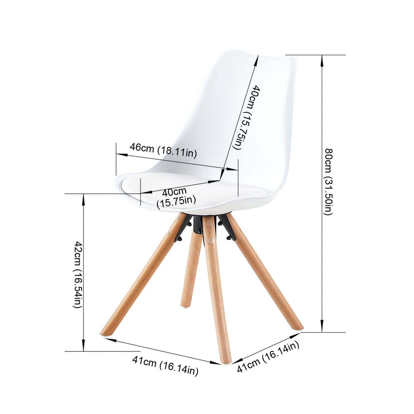Lot de 4 Chaises de cuisine en bois, chaise de salle à manger rembourrée avec pieds en hêtre massif