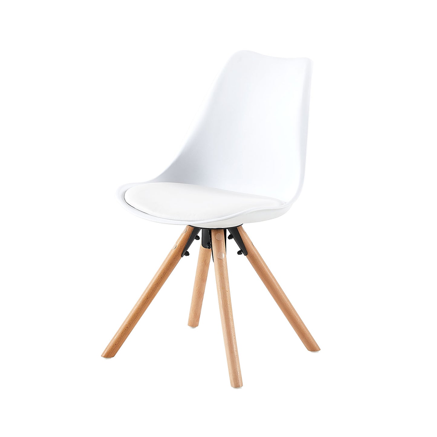 Lot de 4 Chaises de cuisine en bois, chaise de salle à manger rembourrée avec pieds en hêtre massif