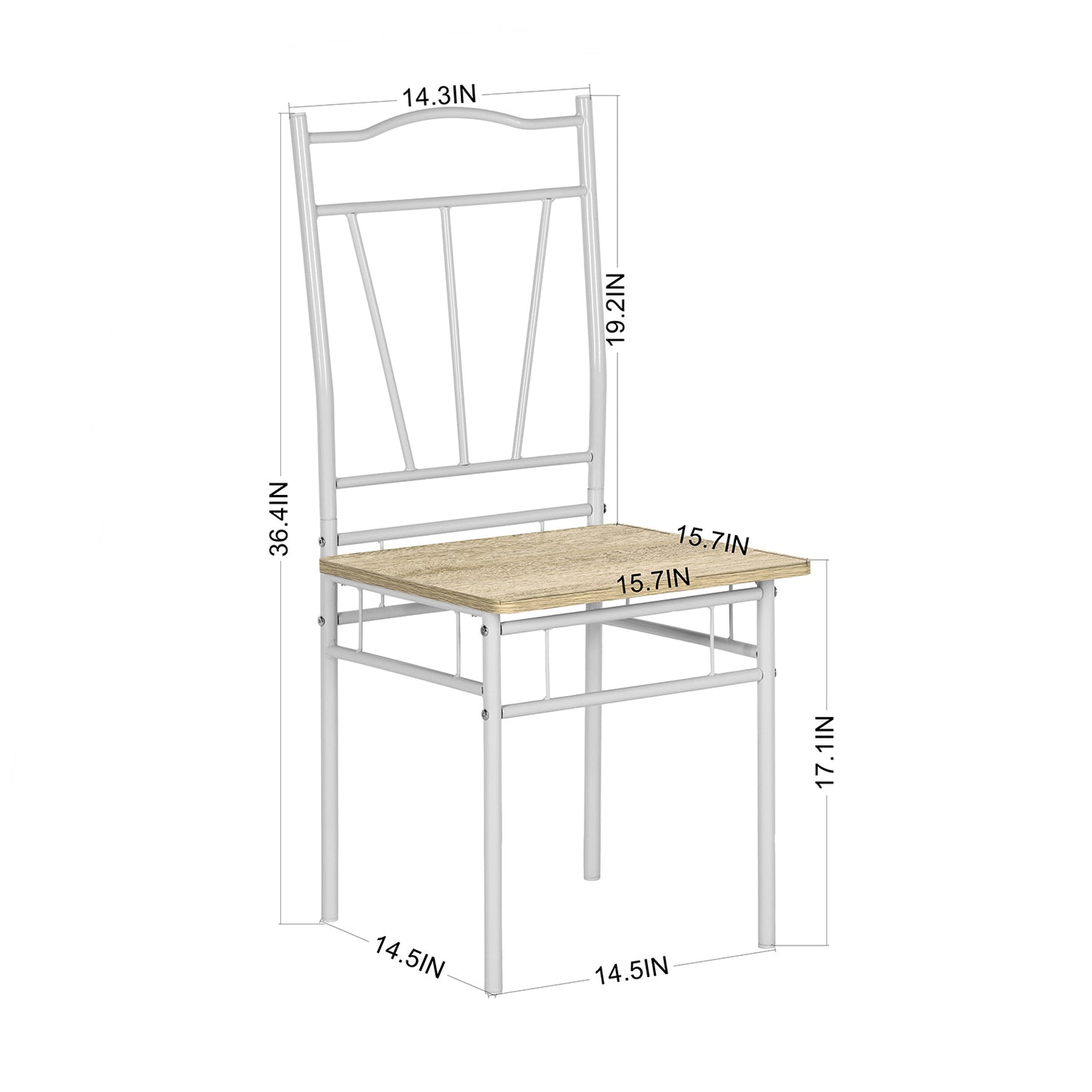 Ensemble de 4 chaises de salle à manger à dossier haut en hêtre et pieds en fer blanc de style industriel