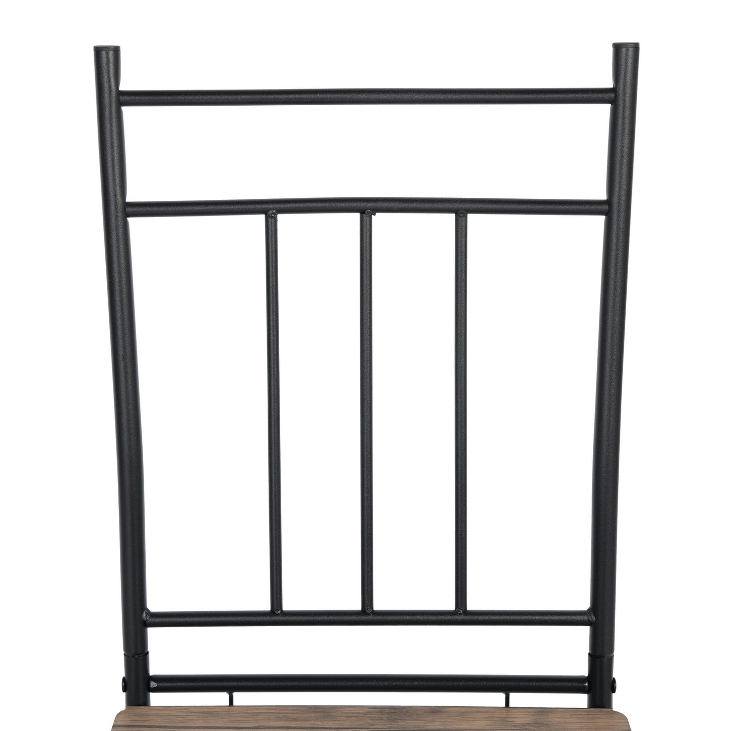 Lot de 4 Chaises Salle à Manger,Cadre en Fer/Siège en Bois-Marron