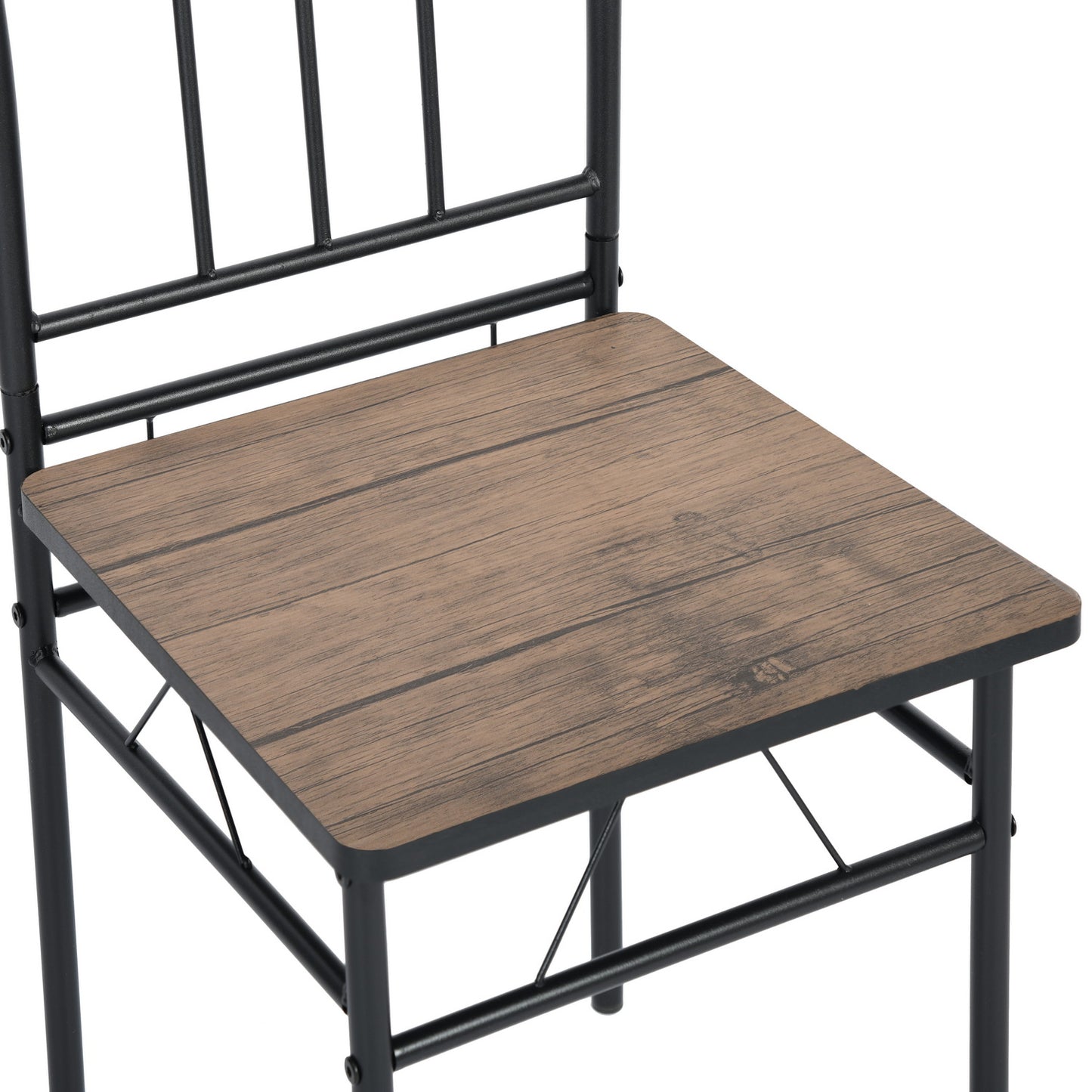 Lot de 4 Chaises Salle à Manger,Cadre en Fer/Siège en Bois-Marron