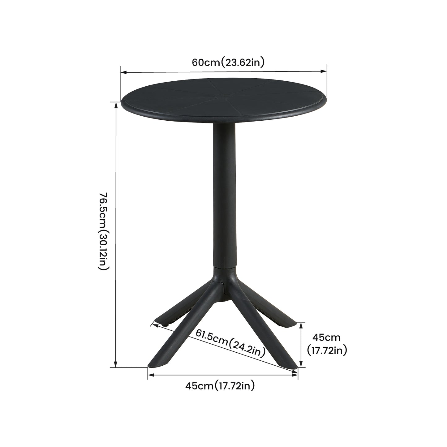 Table de Jardin Plastique, Table Ronde de Jardin en Plastique pour Extérieur, Balcon, Terrasse et Salon, Un Design Unique de Base, Stable, Durable et Facile à Nettoyer, Noir