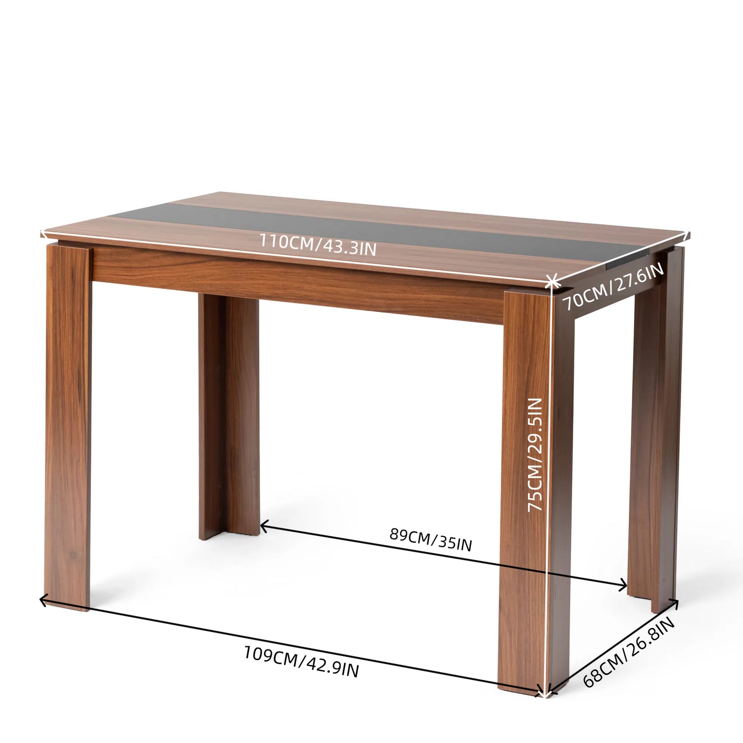 Table de Cuisine Couleur Brun Rougeâtre et Noir, Table de Cuisine Style Moderne, Sideboard de Cuisine--110 x 70 x 75 cm