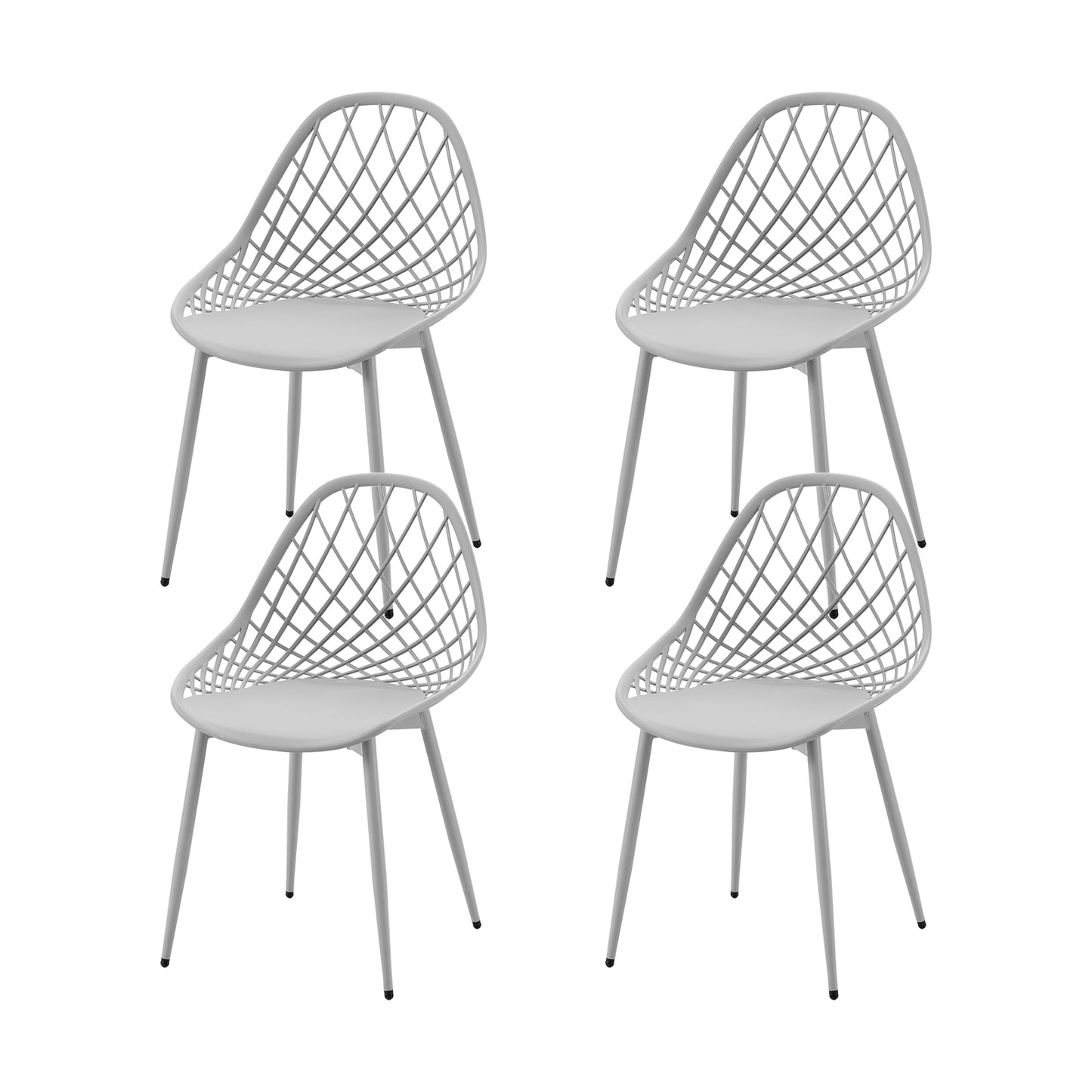 Lot de 4 chaises de salle à manger, en plastique, avec pieds en métal, pour cuisine, salon, jusqu'à 120 kg, gris