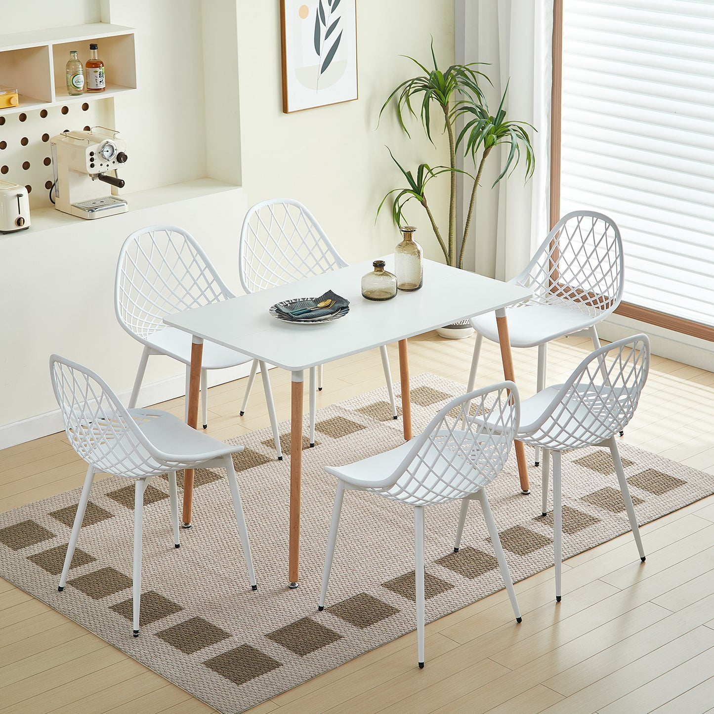 Lot de 6 Chaises Design Blanc Plastique Scandinave Chaise de Salle à manger