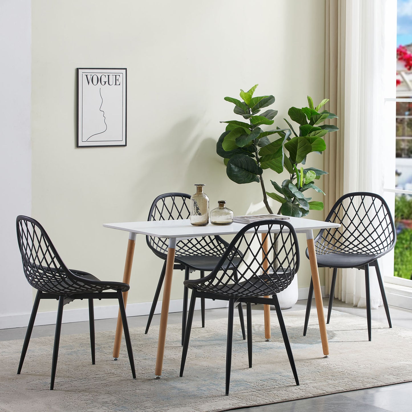 Lot de 6 Chaises de Salle à Manger de Style Scandinave-Noir
