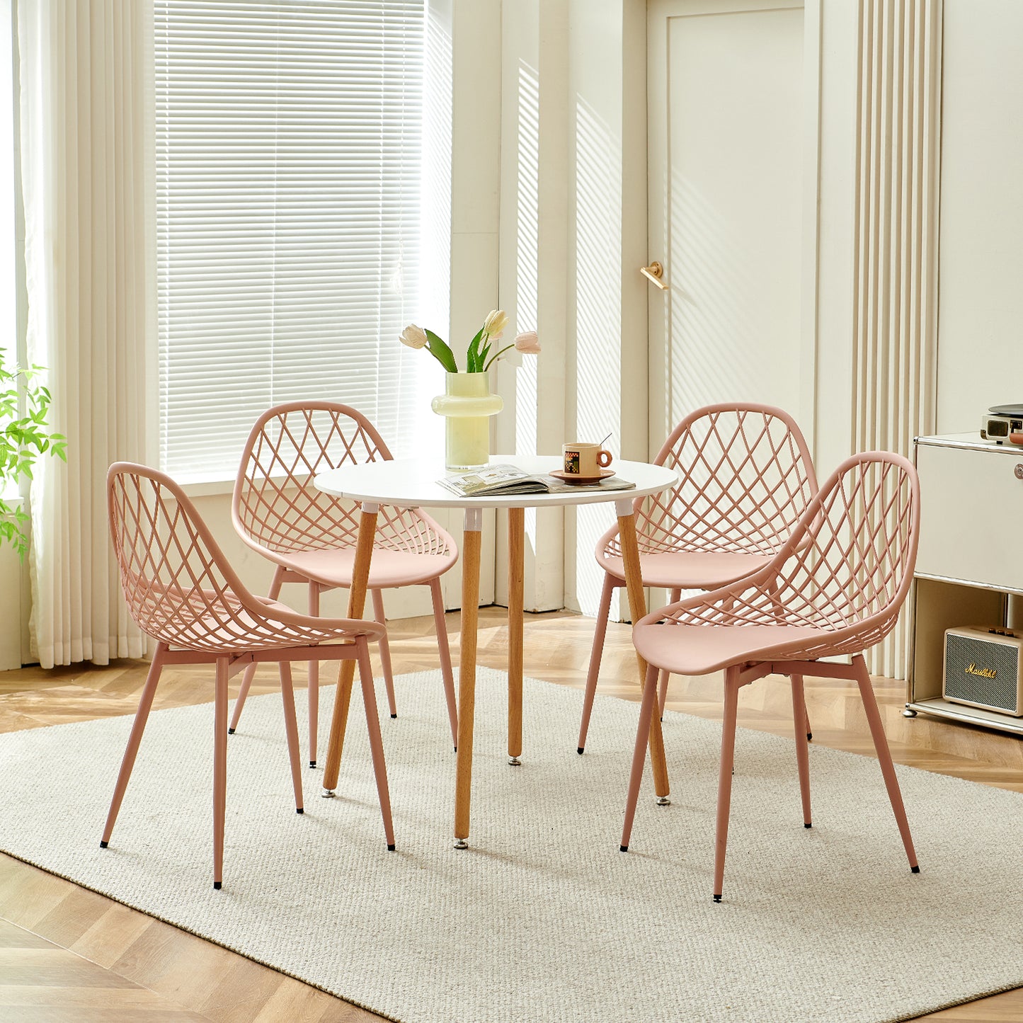 Lot de 4 Chaise Salle à Manger Scandinaves avec Pieds en Métal Ergonomique Chaises Salle à Manger Salon Chaise de Salon Rose fumé