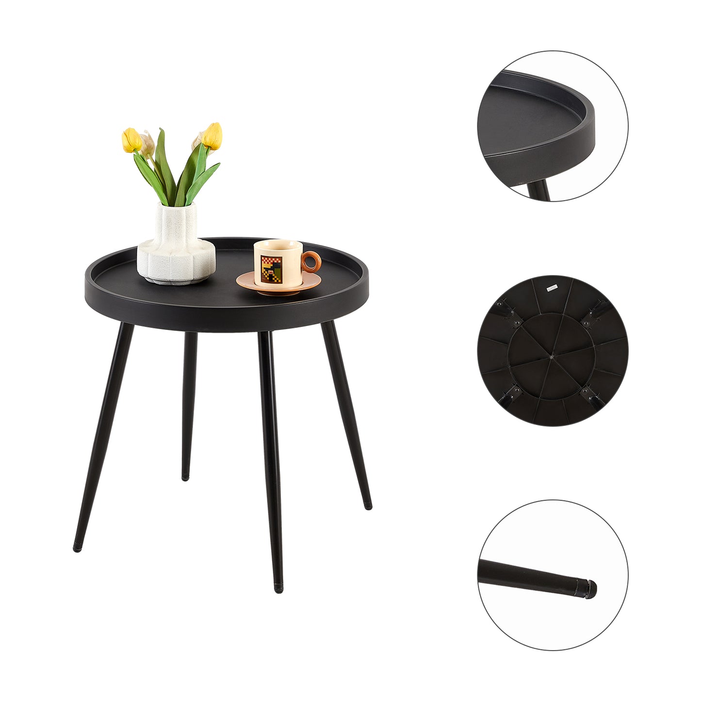 Ensemble table et chaises de salle à manger en métal - Noir