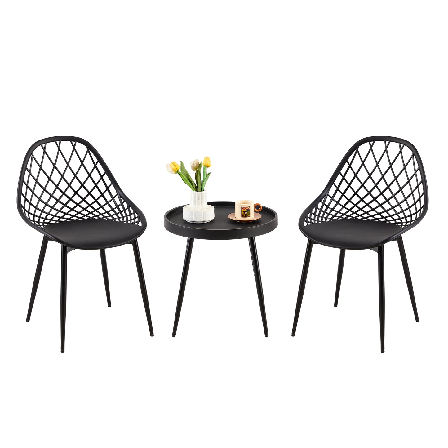 Ensemble table et chaises de salle à manger en métal - Noir
