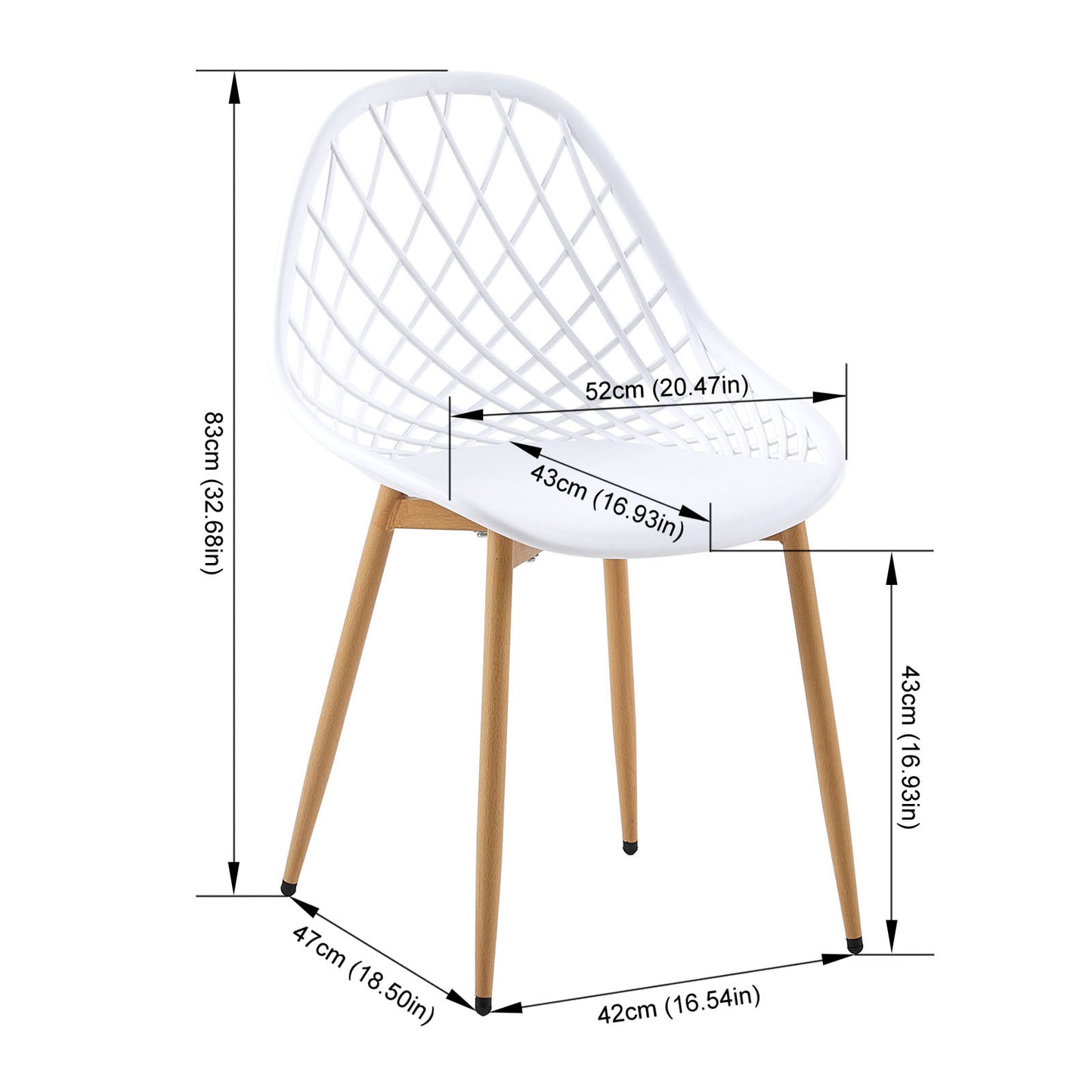 Lot de 2 Chaises Design Blanc Plastique Scandinave Chaise de Salle à manger