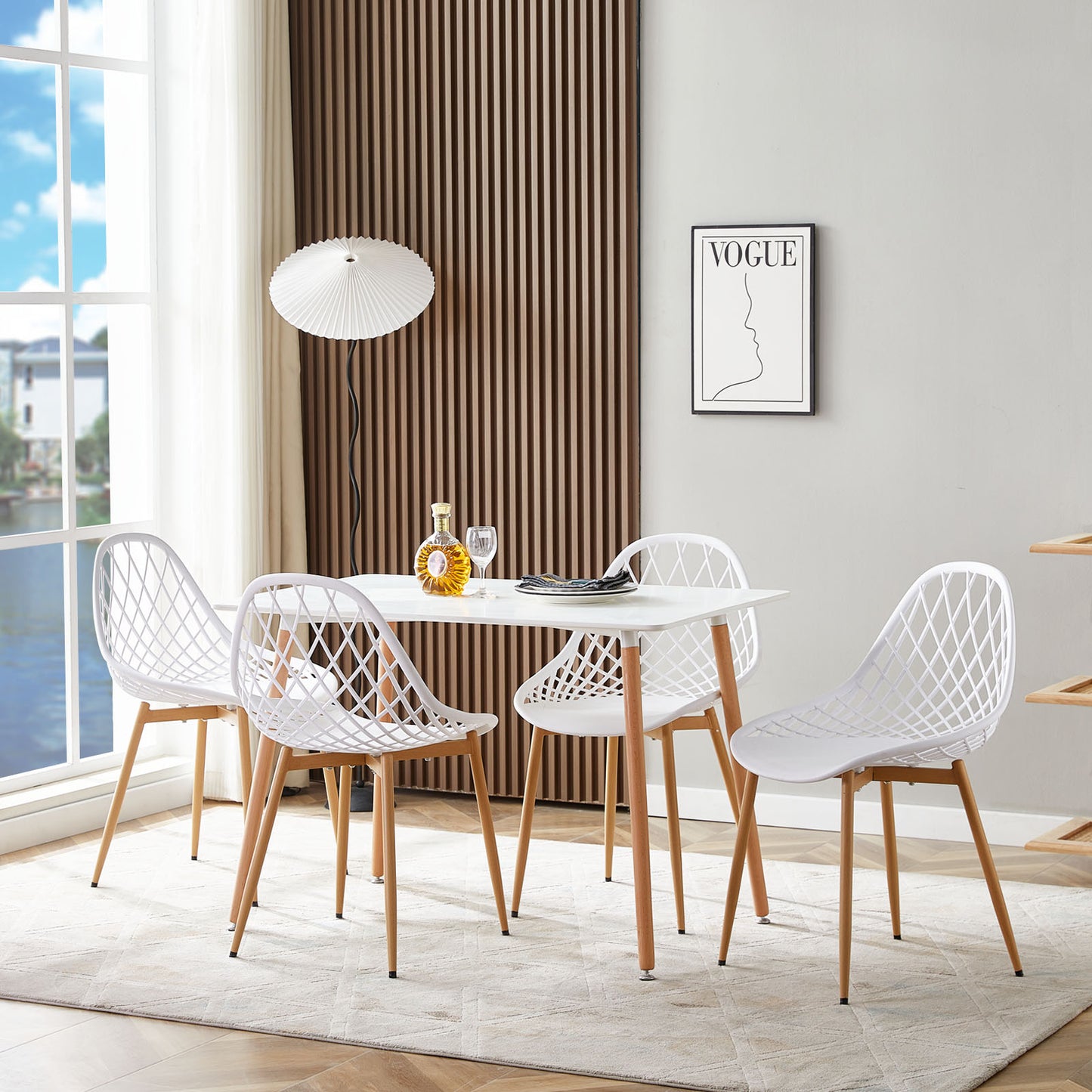 Lot de 6 Chaises de Salle à Manger de Style Scandinave-Blanc