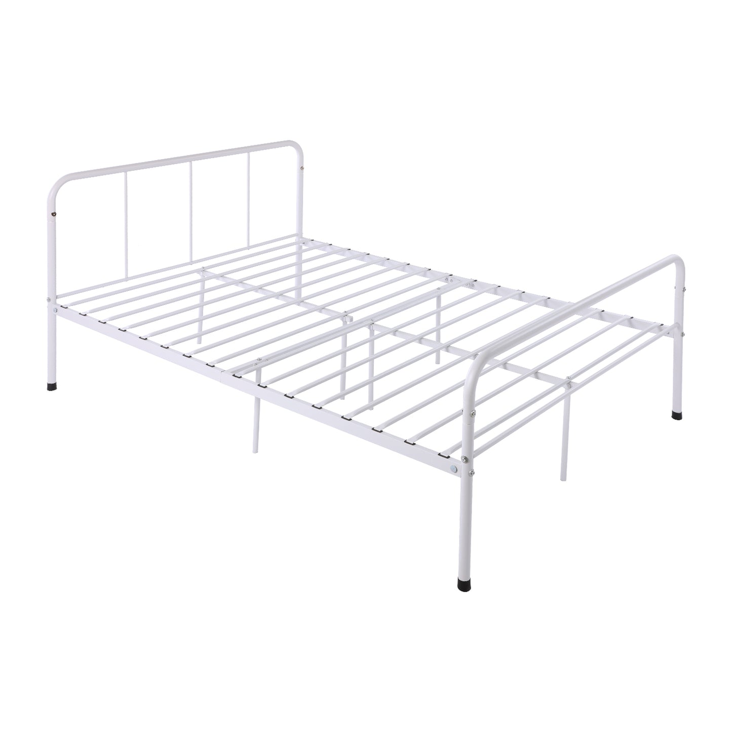 Structure de Lit Double Classique pour Adulte en Métal Design - 140x190 cm - Blanc