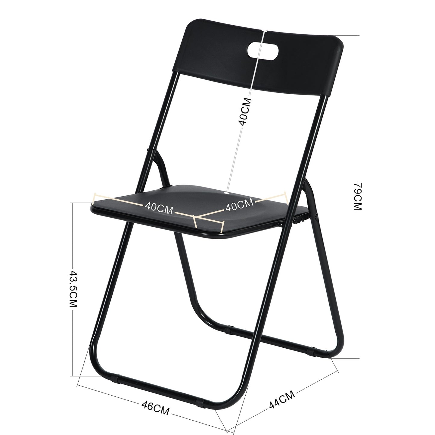 Lot de 2 Chaises pliantes noires en Plastique Style Classique