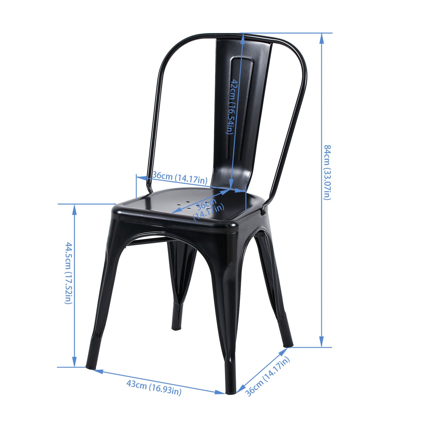 Lot de 2 Chaises en Fer de Style Industriel en Noir