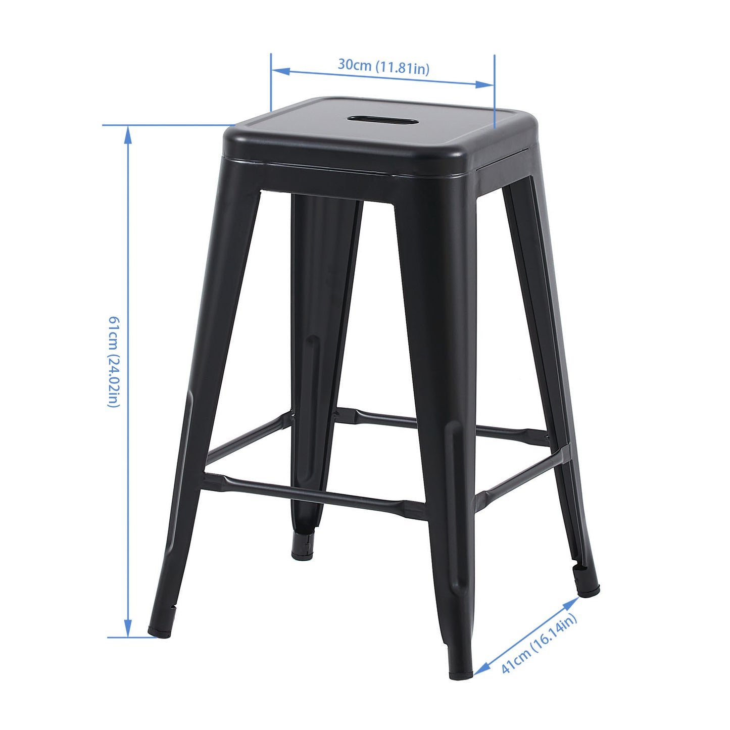 Lot de 2 Tabourets Chaises de Style Industriel en Noir