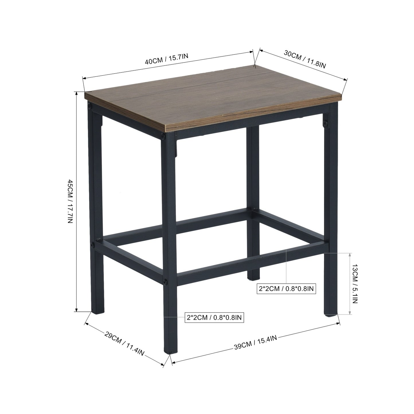 Lot de 2 Chaises en métal de style industriel en métal mat et panneau MDF