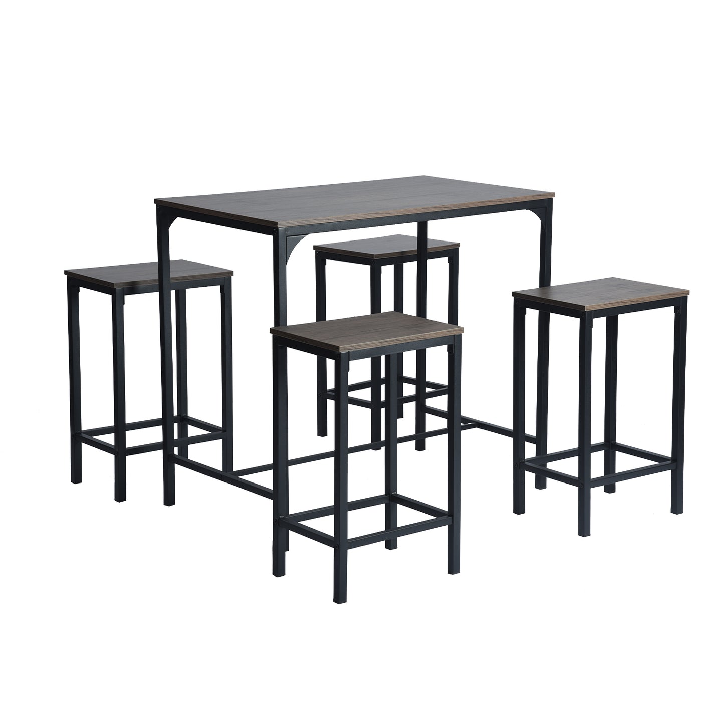 Ensemble de 4 pièces Chaises De Bar Vintage En MDF Et Tube En Fer Noir
