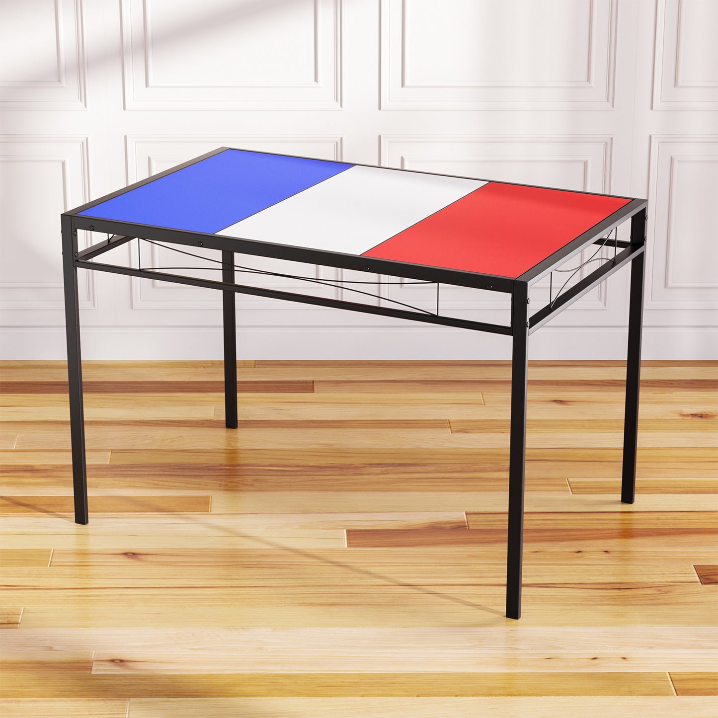 Table à Manger Rectangulaire de Style Industriel avec Conception de Drapeau - 110 x 70 x 75 cm