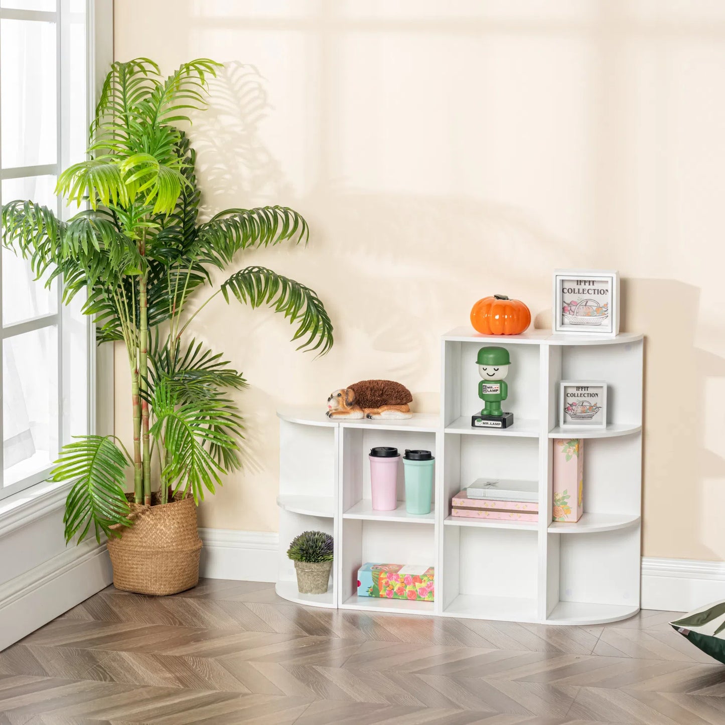 Étagère d'angle, Bibliothèque Autoportante, Étagères de Rangement en Bois pour Salon, Bureau à Domicile, 24 x 24 x 56cm--Blanc