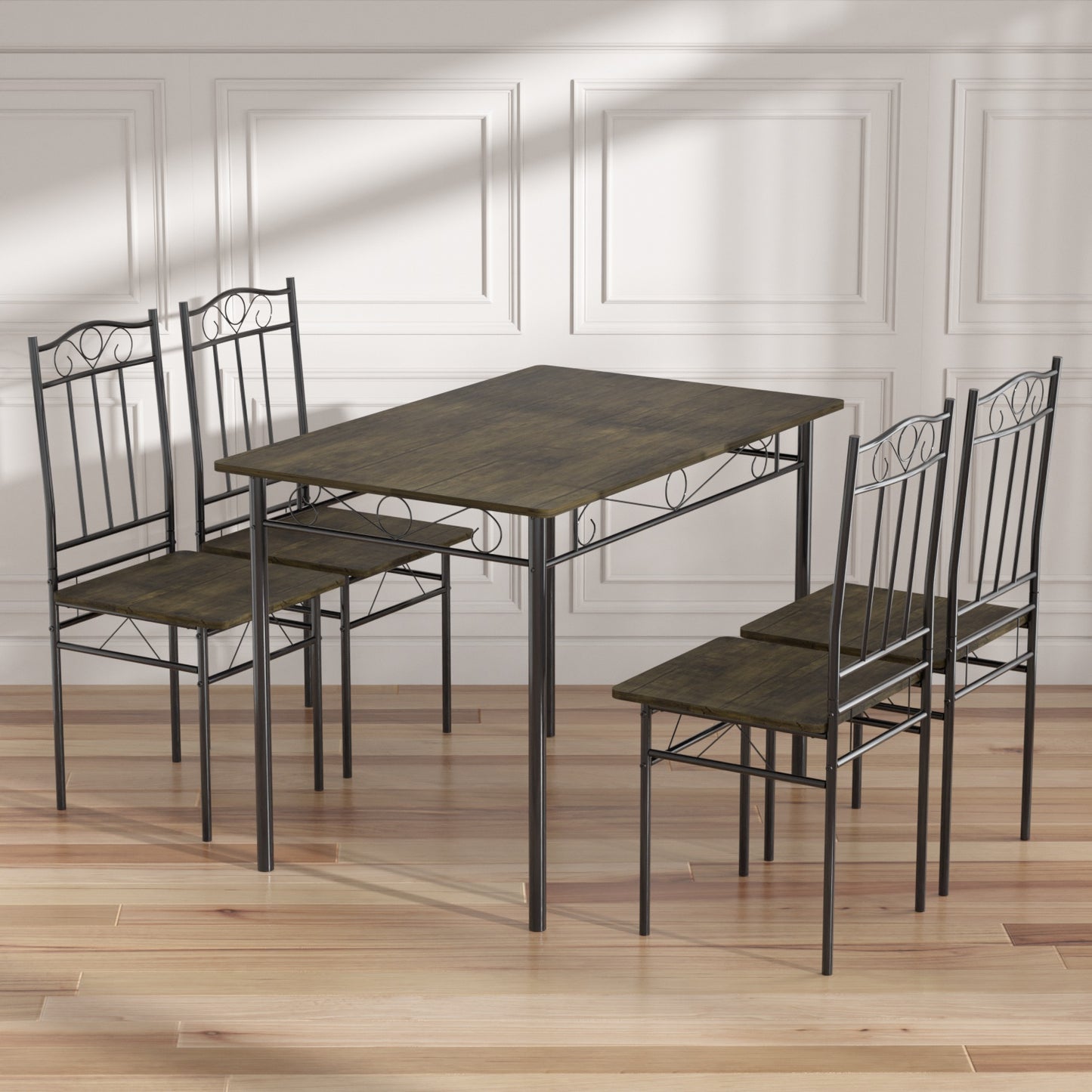 Lot de 4 chaises pieds en fer nior de style industriel, adaptées pour cuisine, salle à manger, salon, 40x40x90 cm