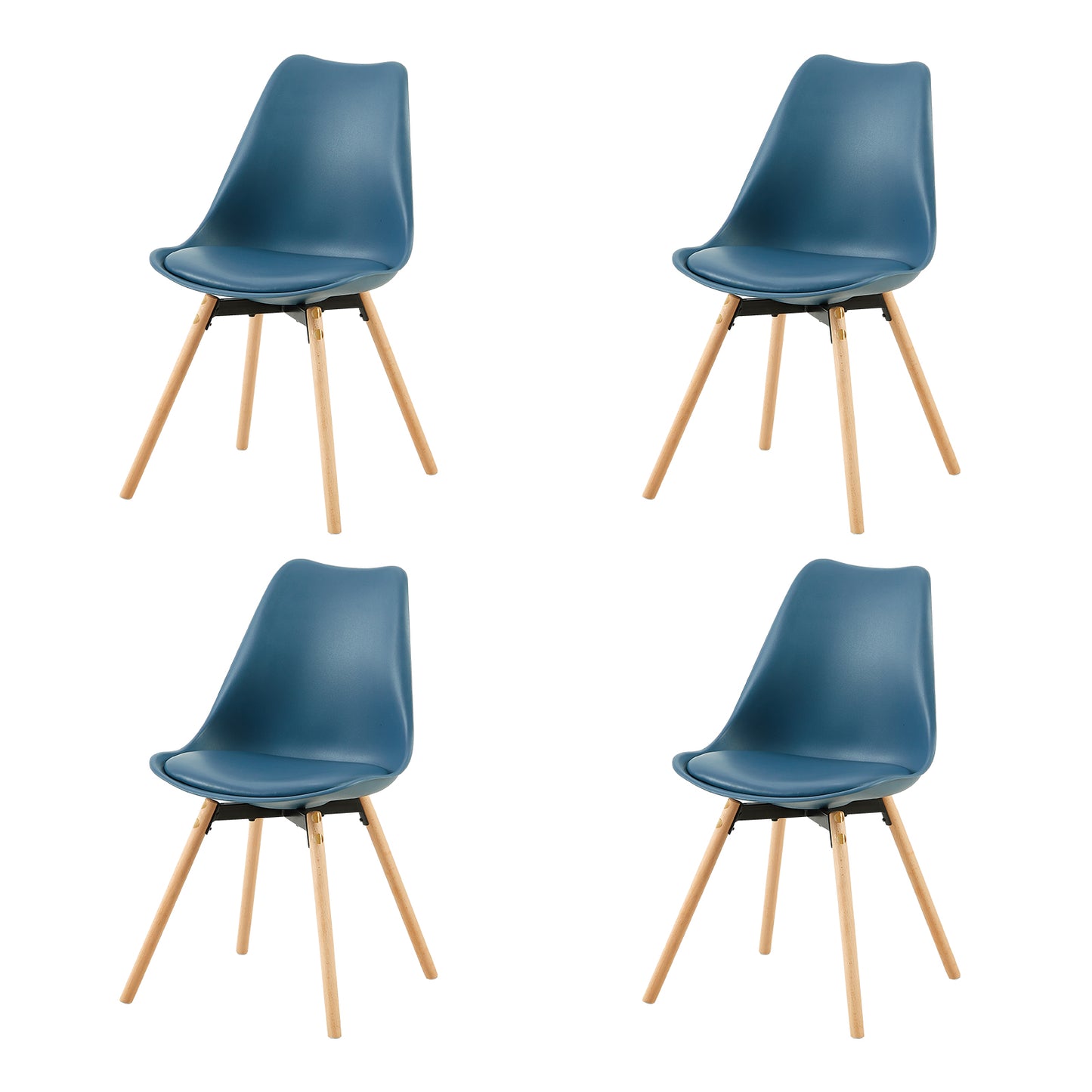 4 Chaise de salle à manger design contemporain scandinave-Vert foncé
