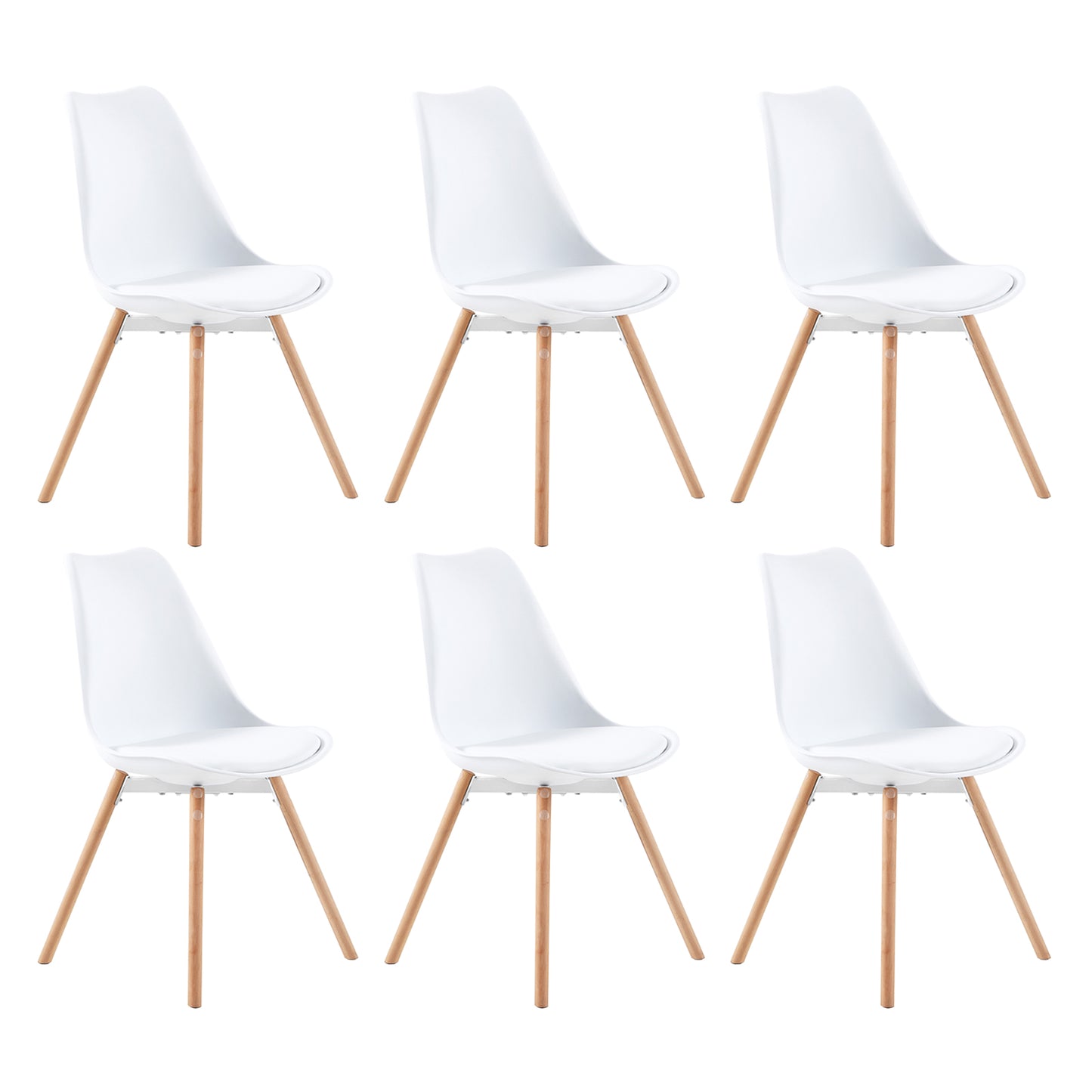 Lot de 6 Chaises Scandinaves pour Salle à Manger - Blanc
