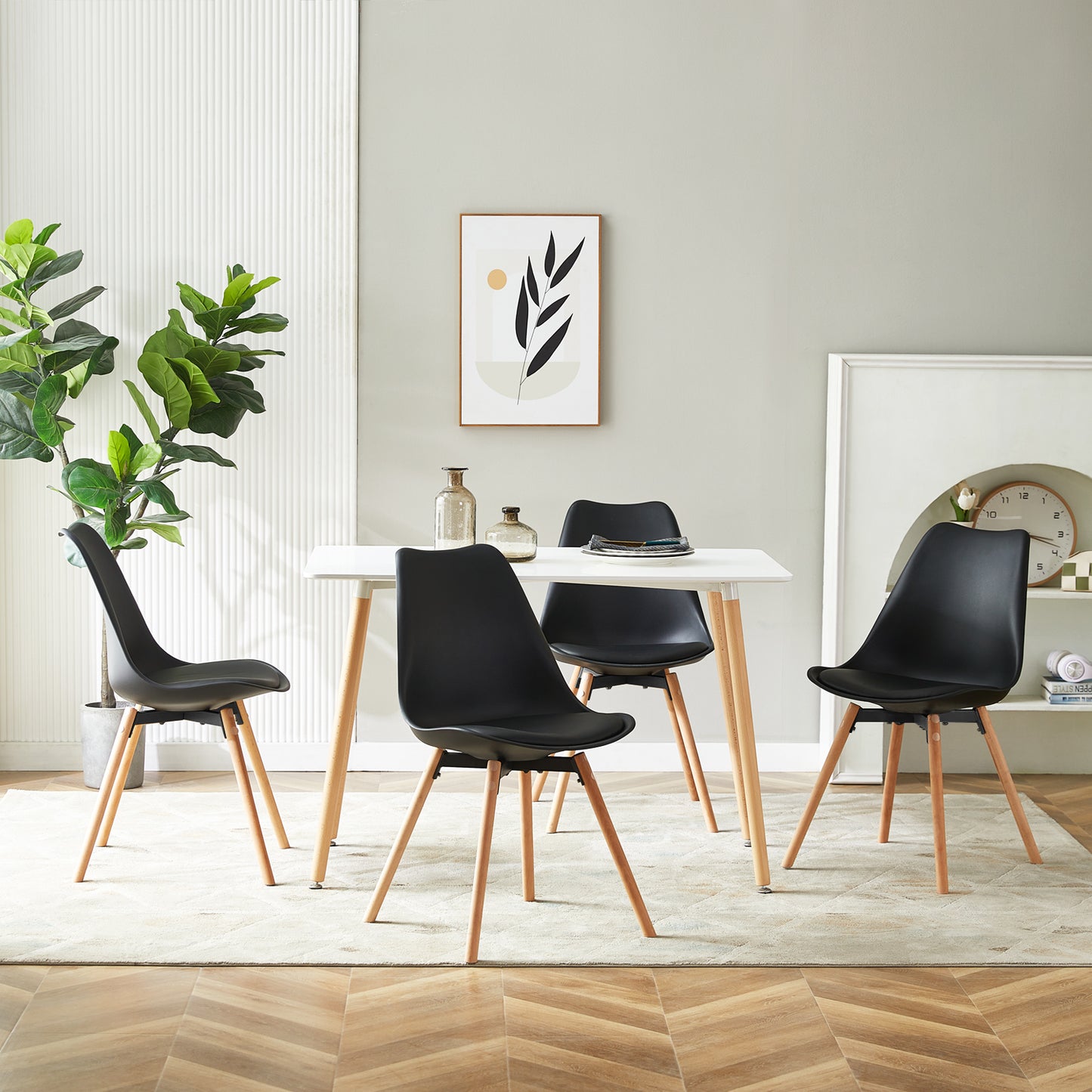 Lot de 4 Chaises de Salle à Manger en PP avec Pieds en Hêtre