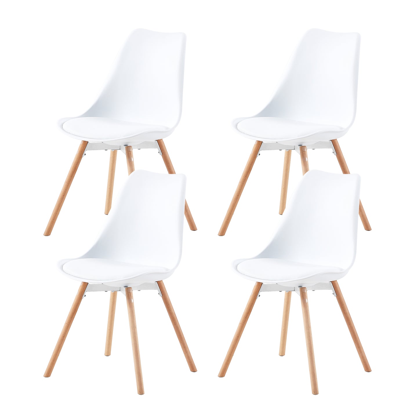 Lot de 4 Chaises de Salle à Manger en PP avec Pieds en Hêtre