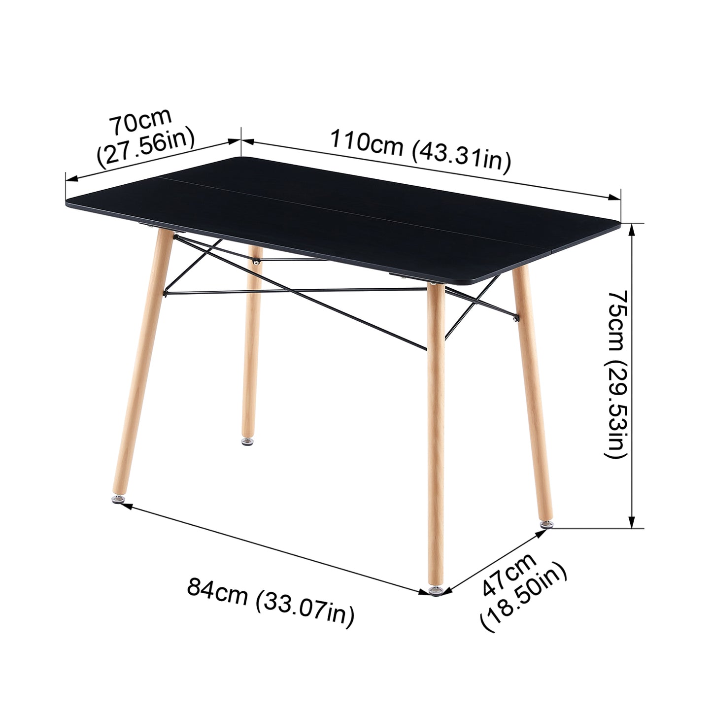 Ensemble de Table et Chaises - Table Noire et 4 Chaises Grises au Design Scandinave