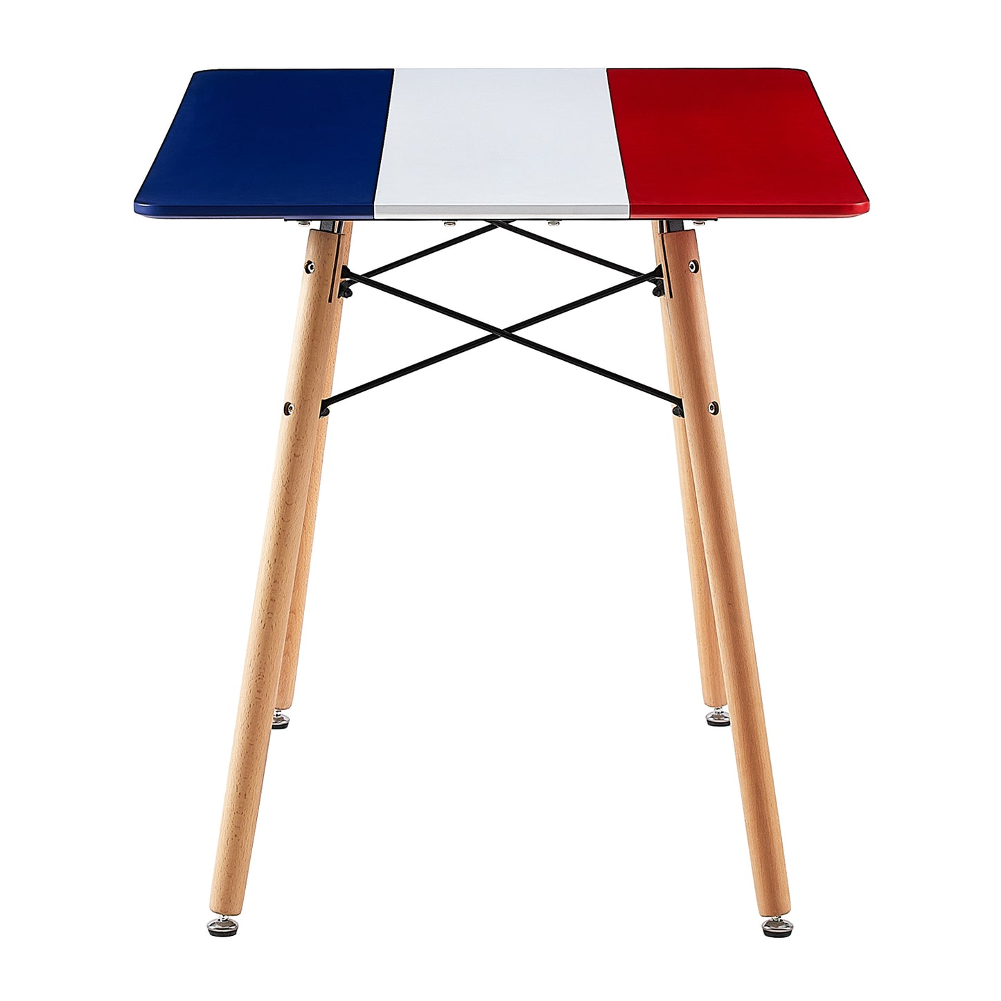 Table à Manger Rectangulaire de Style Scandinave Mat pour 4 à 6 Personnes - 110 x 70 x 73 cm - Bureau avec Drapeau Français