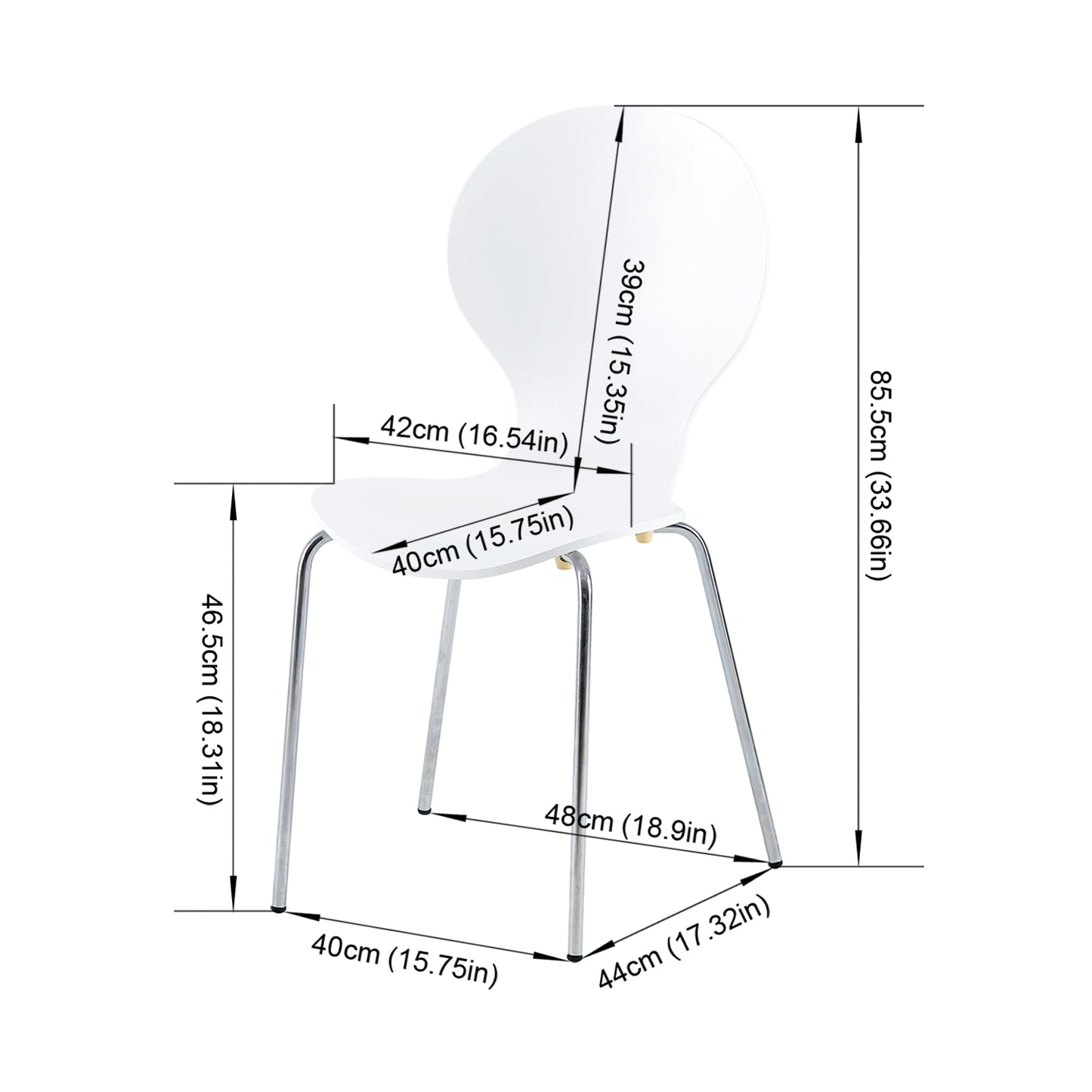 Lot de 4 Chaises Scandinaves pour Salle à Manger - Blanc