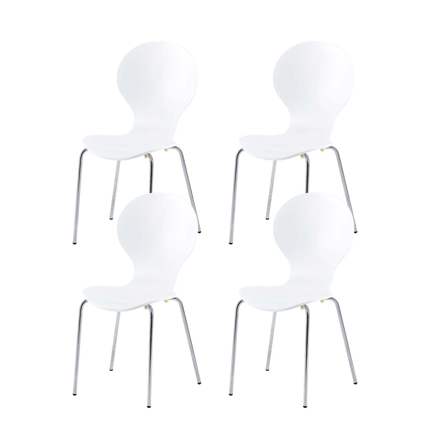 Lot de 4 Chaises Scandinaves pour Salle à Manger - Blanc