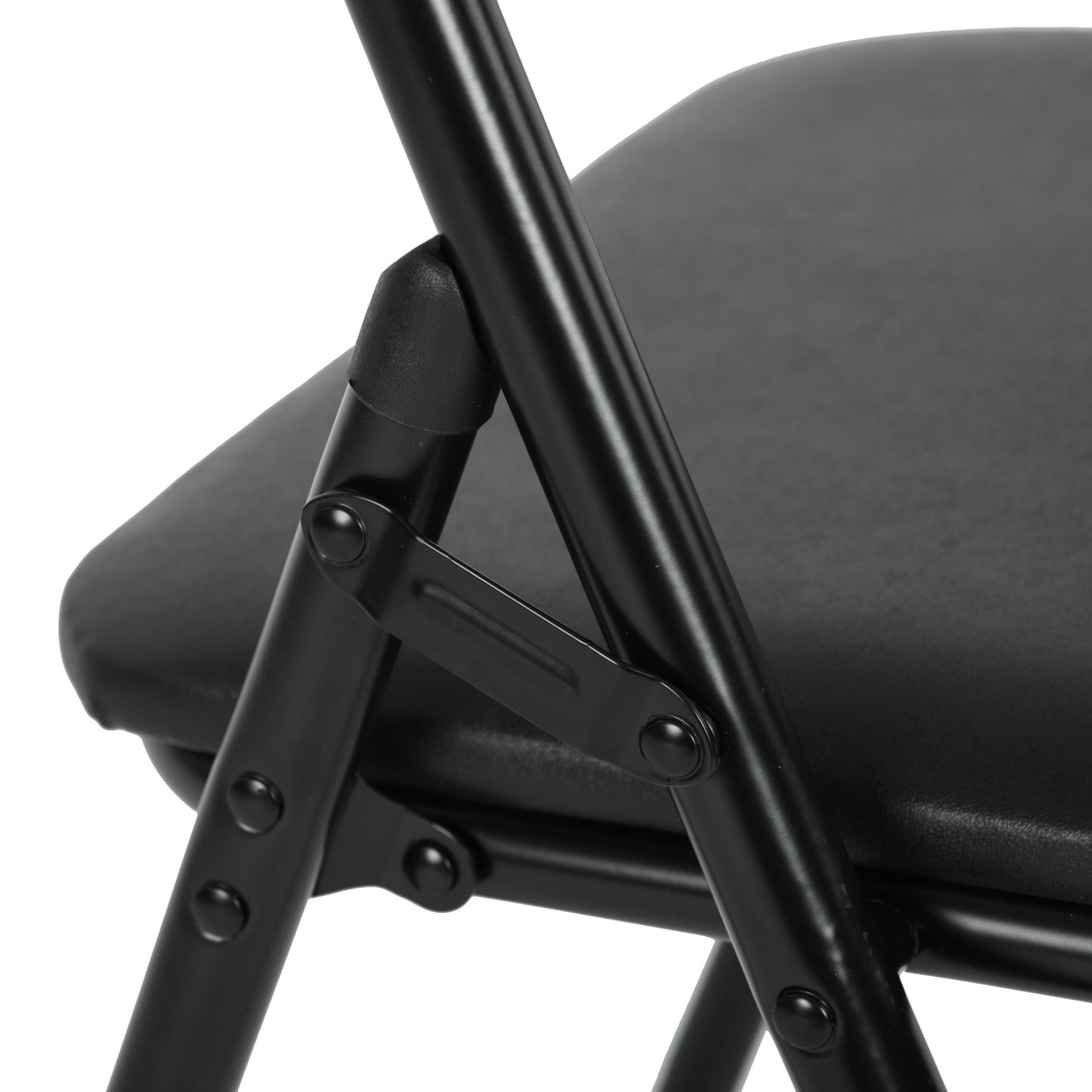 Lot de 2 Chaises Pliantes Noires en Coussin de siège en PU et pieds en métal Style Classique