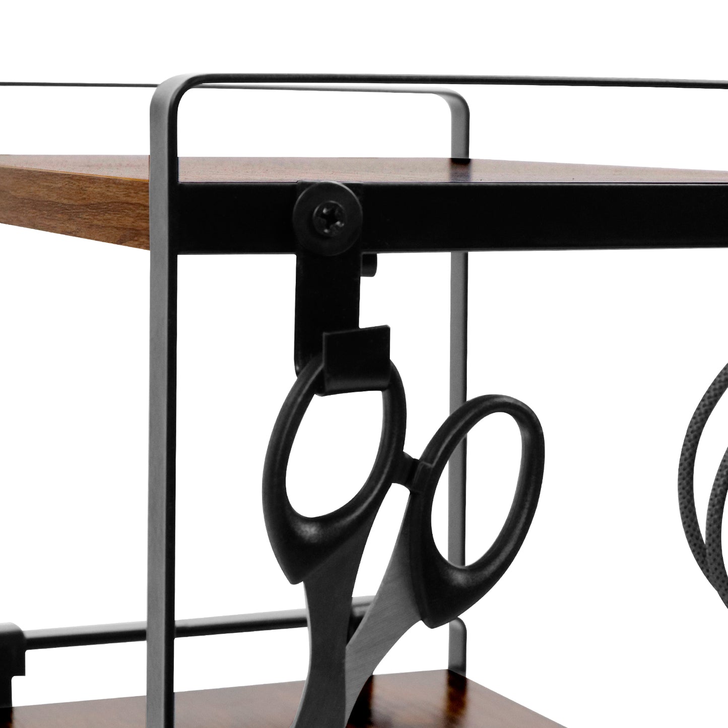 Étagère de rangement à un seul niveau avec 4 crochets en fer, étagère compacte et durable, 50 x 20 x 18 cm - Marron