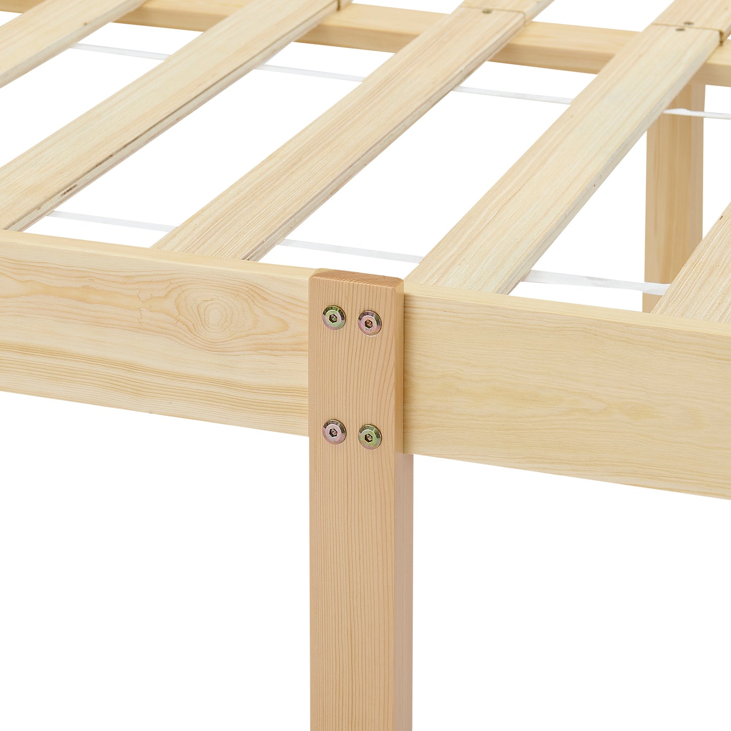 Structure de Lit Double en Bois avec Sommier - 140x190 cm - Style Scandinave